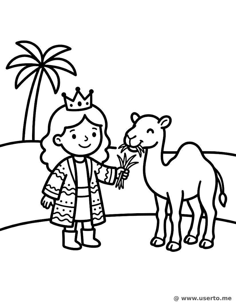 Desert Princess Feeding a Baby Camel