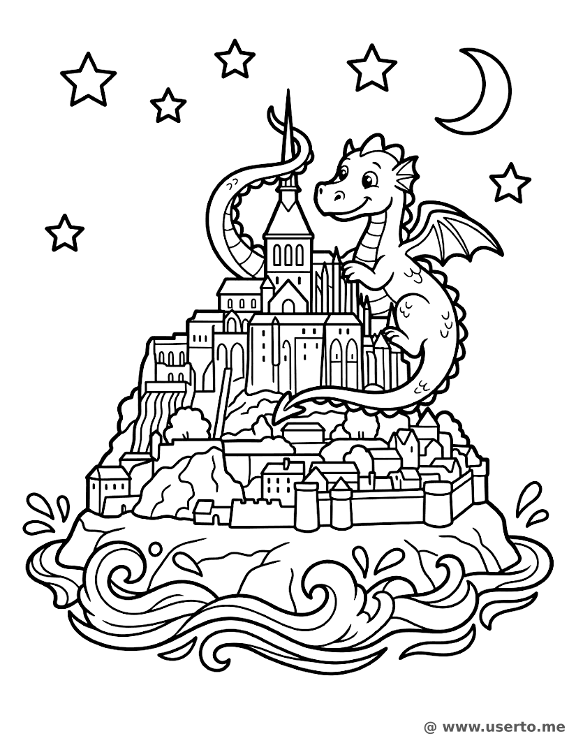 Ein Drache bewacht den Mont Saint-Michel