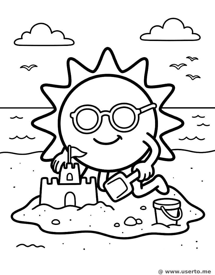 El día de playa del sol sonriente