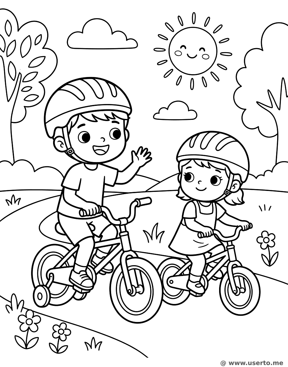 Siblings Riding Bikes