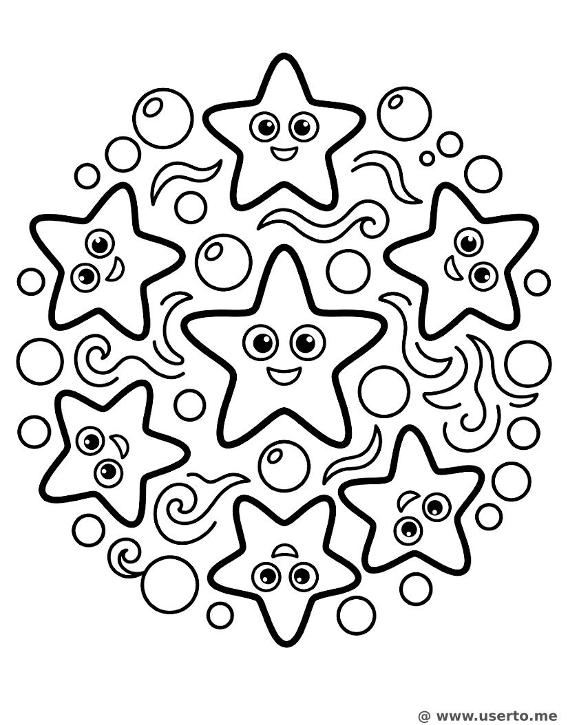 Mandala de Espirais e Estrelas-do-Mar