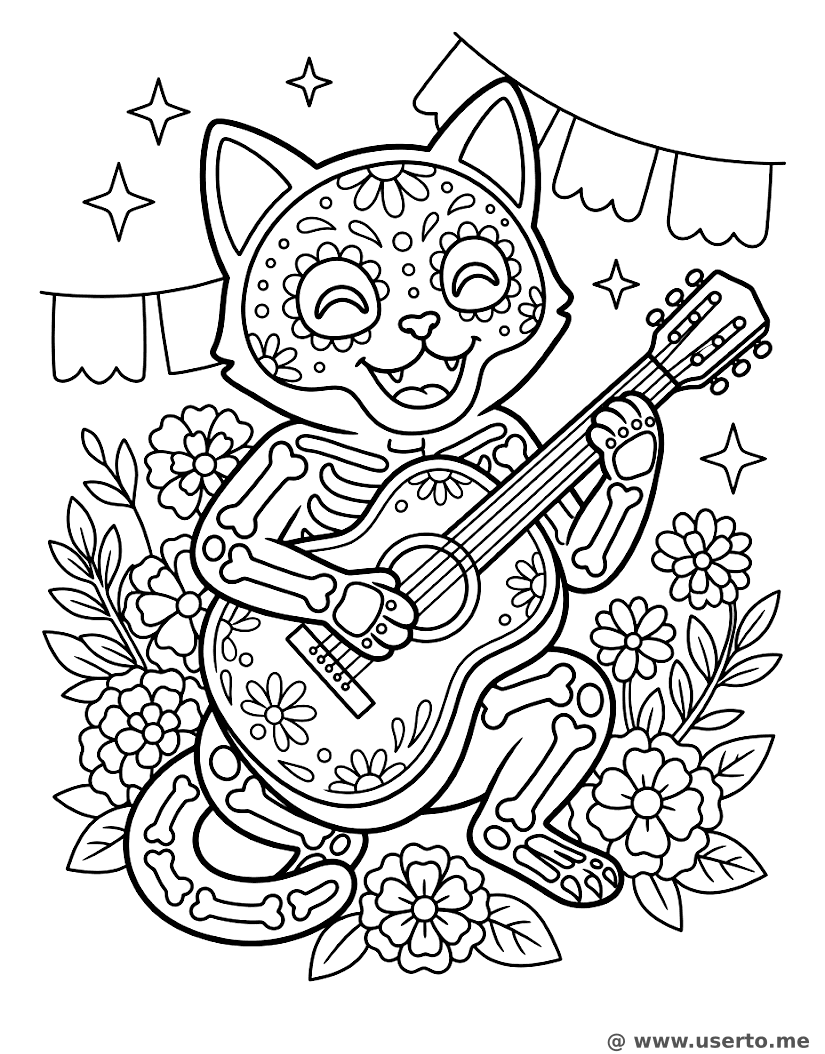 La Fiesta de Flores del Gato Esqueleto