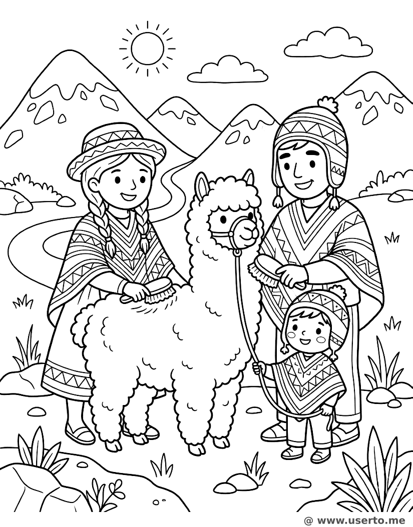 Aseo de la alpaca andina