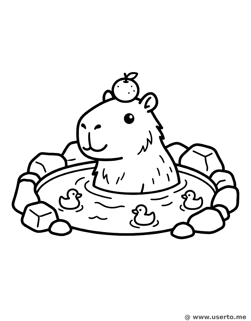Dia de spa da capivara com patinhos de borracha