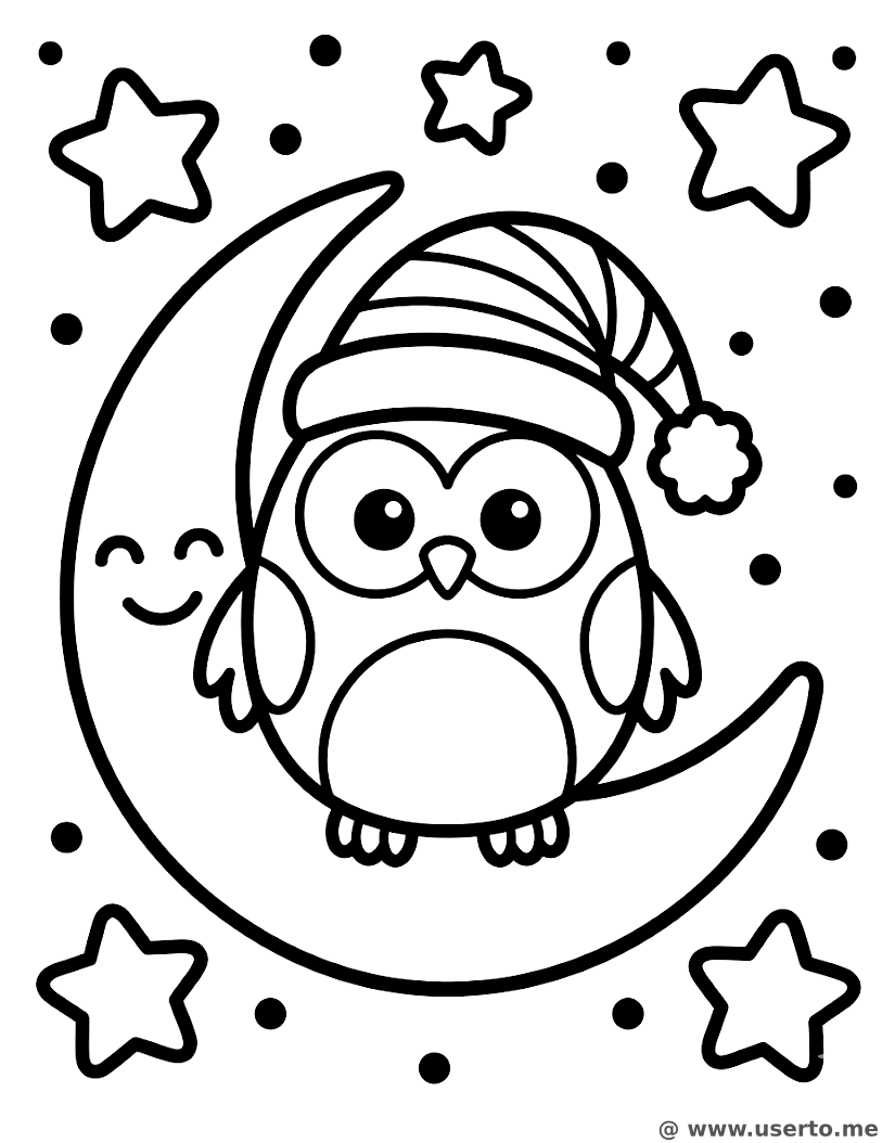 El búho dormilón y la luna creciente