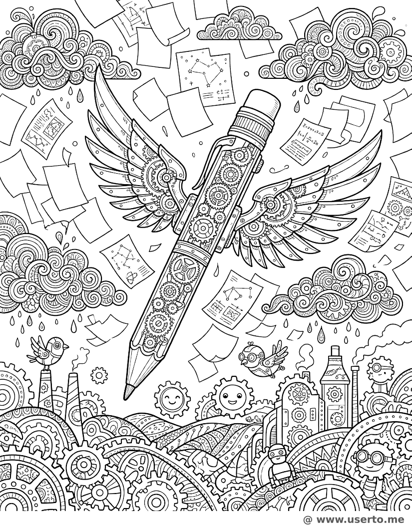 Fliegender Steampunk-Bleistift