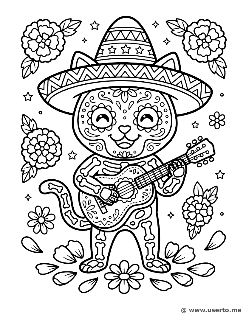 Musical Calavera Cat