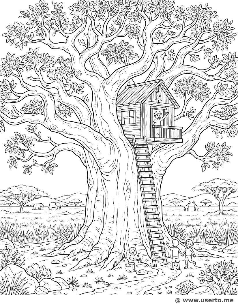 Casa na Árvore no Baobá Antigo