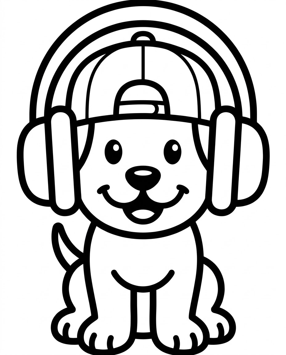 헤드셋 쓴 힙합 강아지
