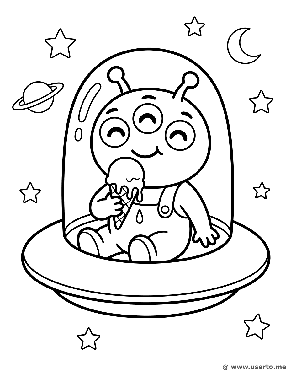 Alienígena comiendo helado