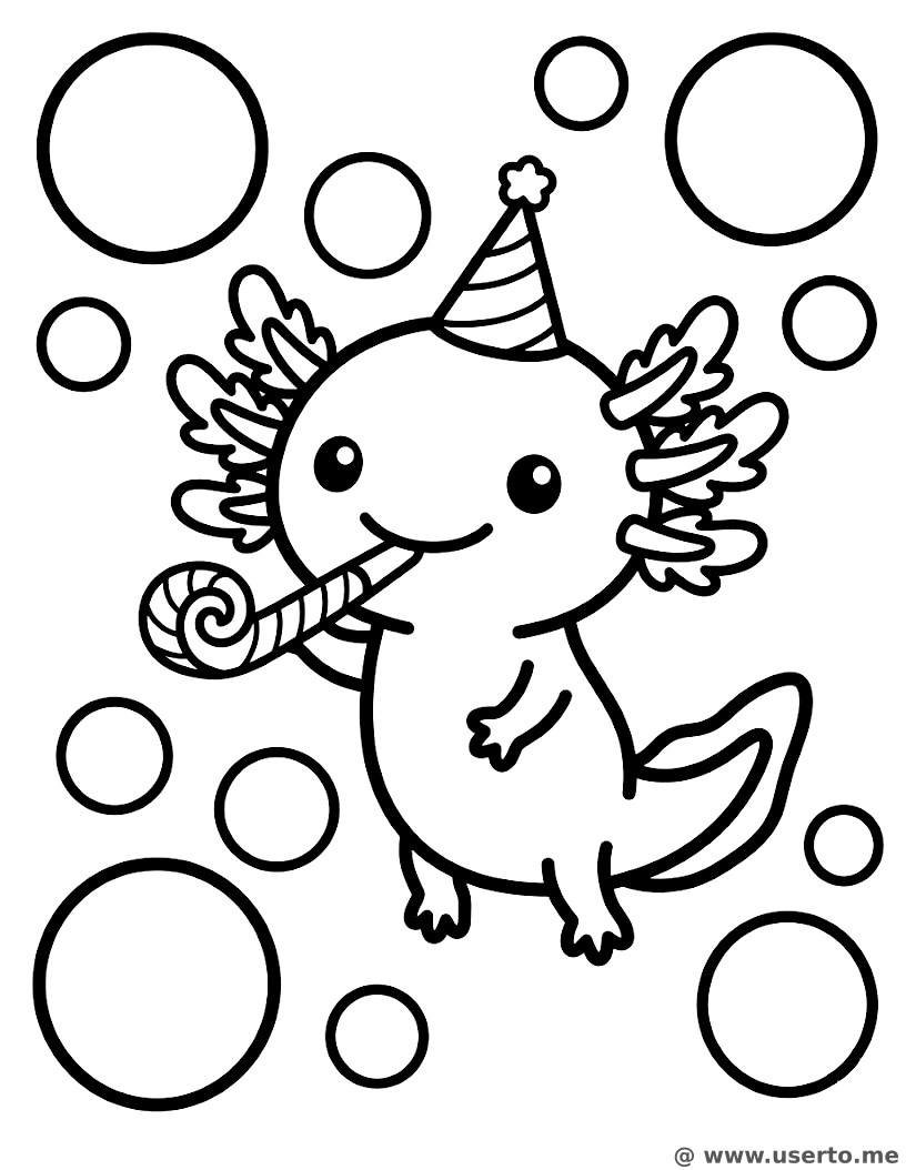Die Unterwasserparty des glücklichen Axolotls