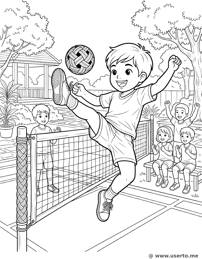 Hochfliegender Sepak-Takraw-Kick