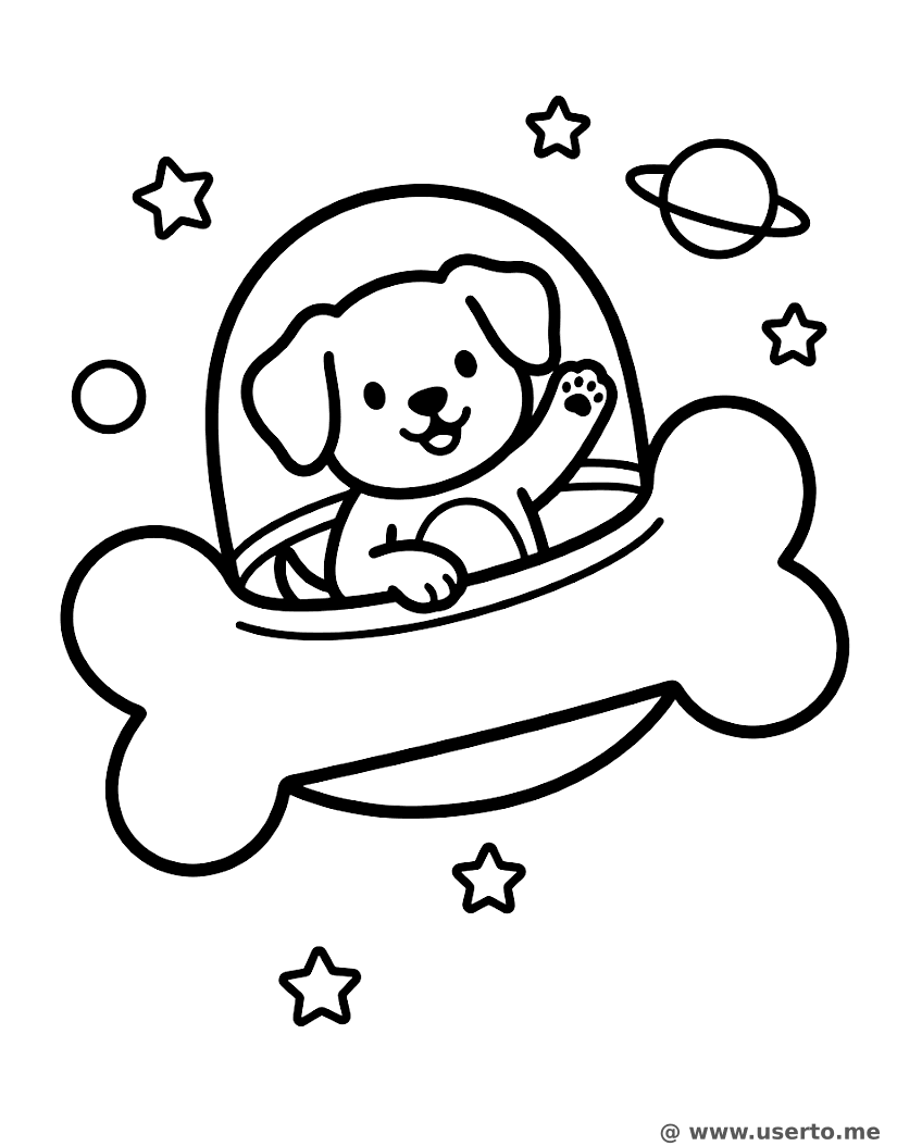 O UFO em forma de osso do cachorrinho espacial