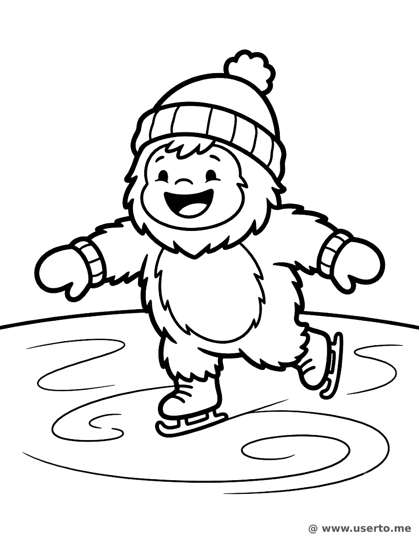Bebê Yeti Patinando no Gelo
