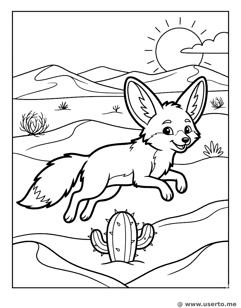 O salto no deserto da raposa-feneco valente