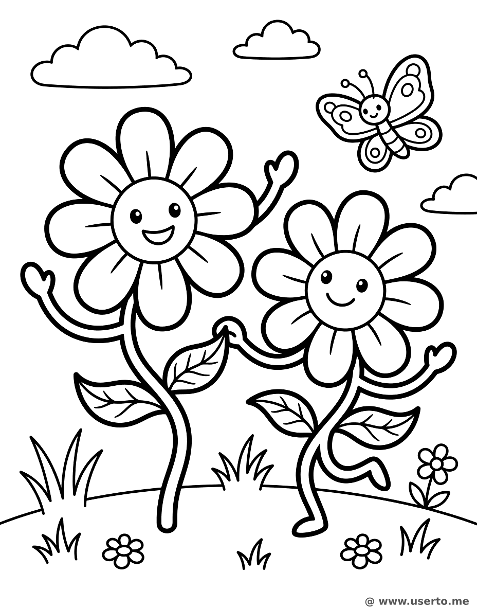 Dancing Flowers and Butterfly