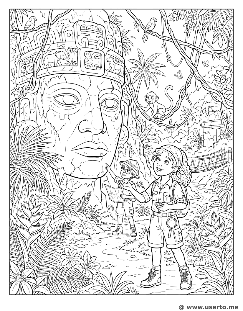 O Explorador da Selva no Templo Escondido