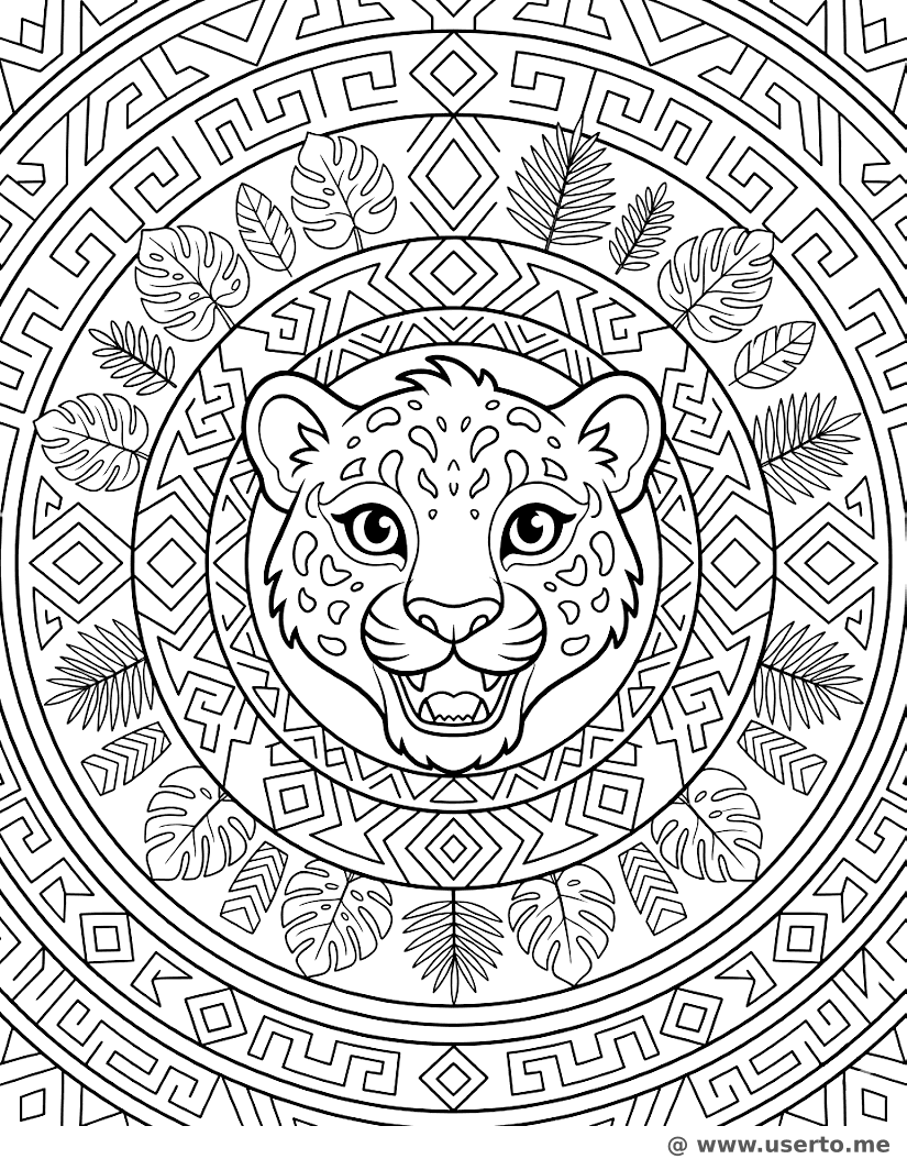 Ancient Jungle Jaguar Mandala