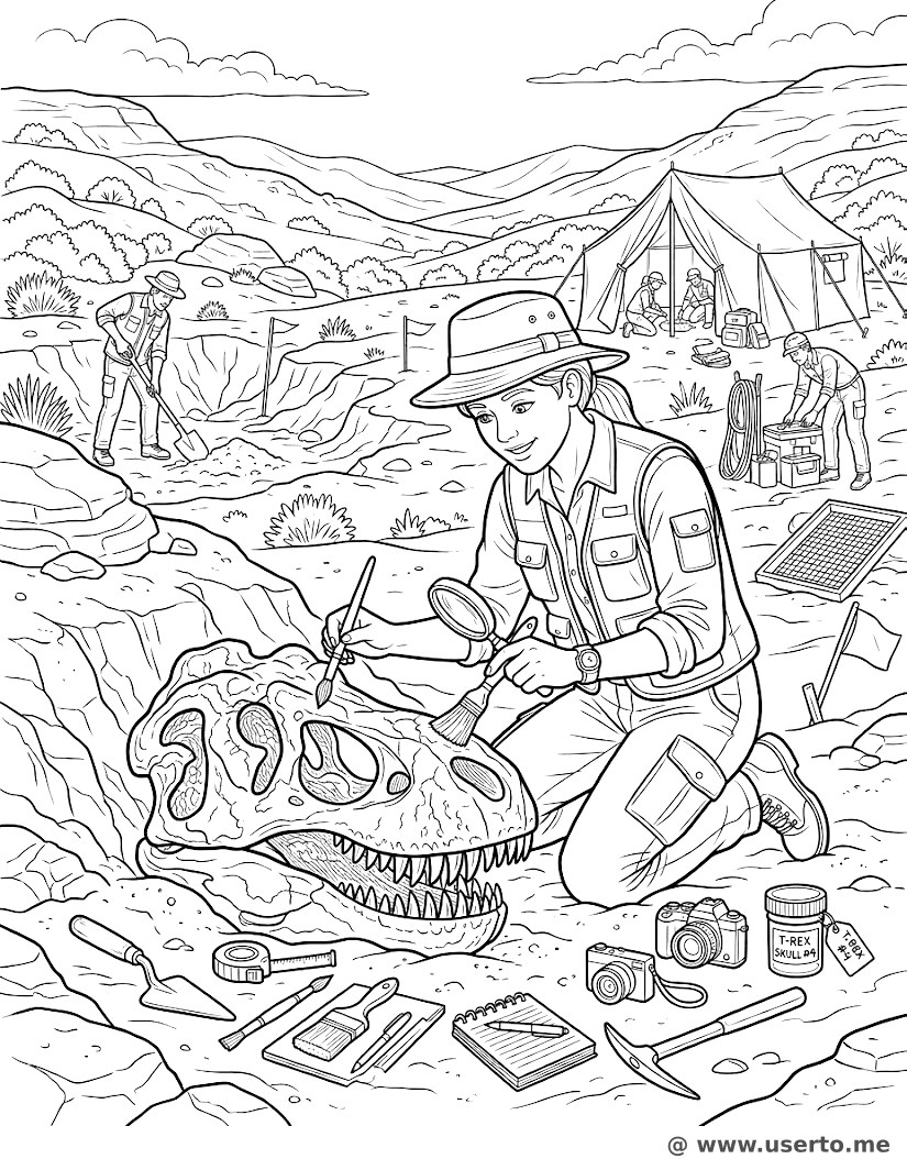 El Arqueólogo y el Fósil de Dino