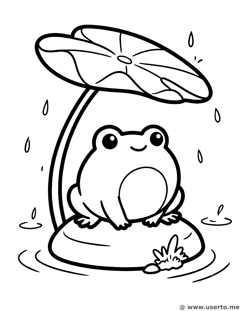 Little Frog under Monsoon Lotus