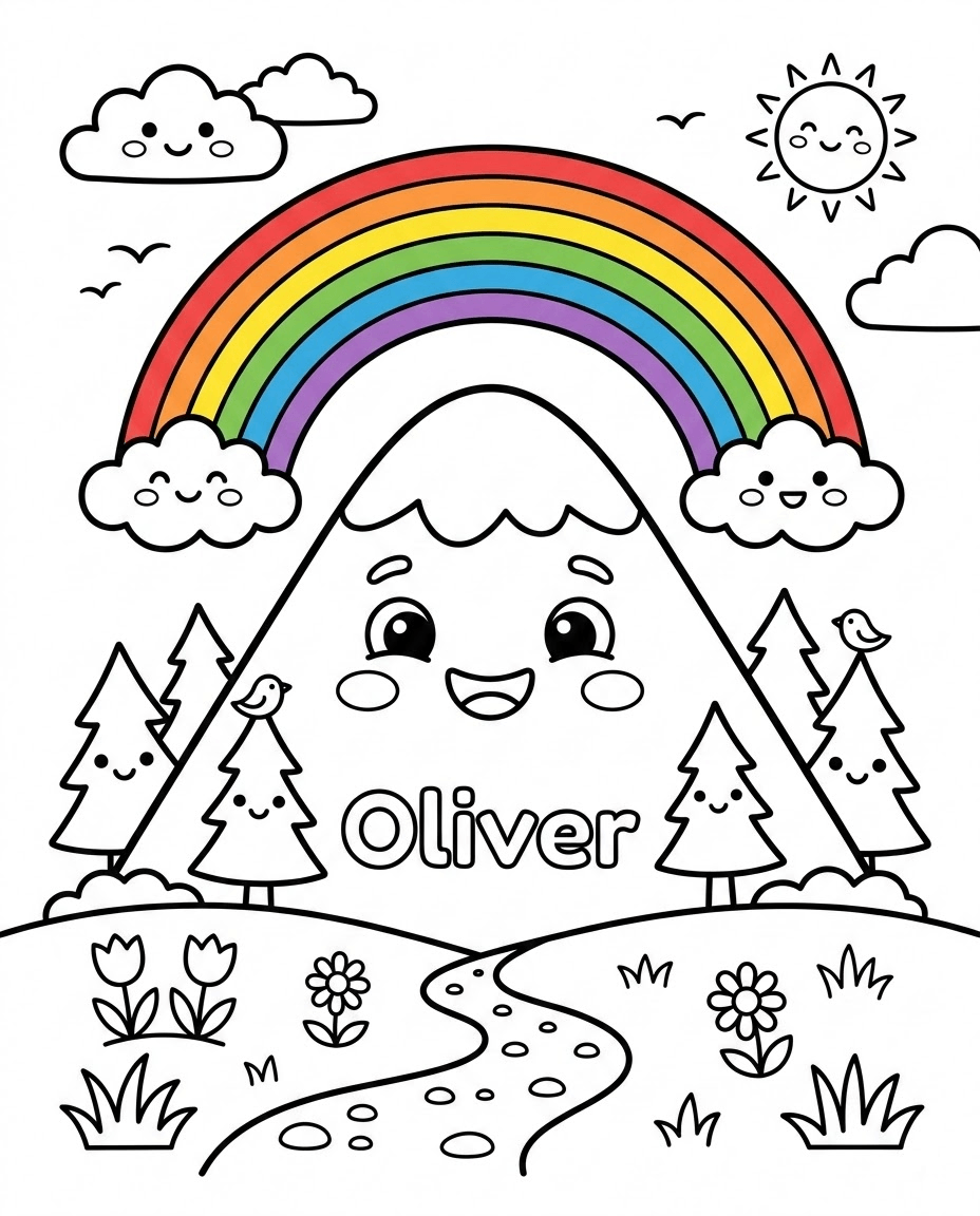 Berg und Regenbogen