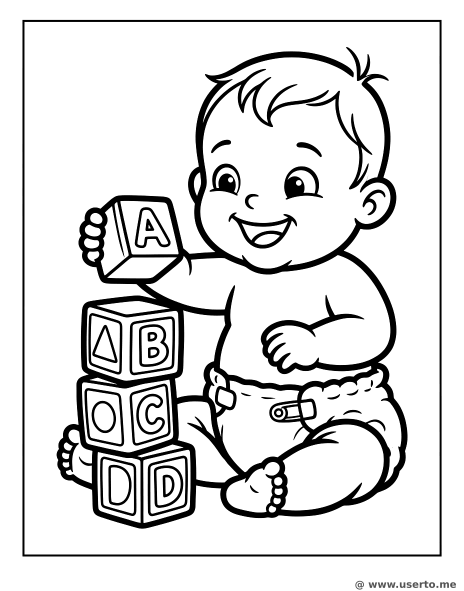 Baby Playing with Blocks
