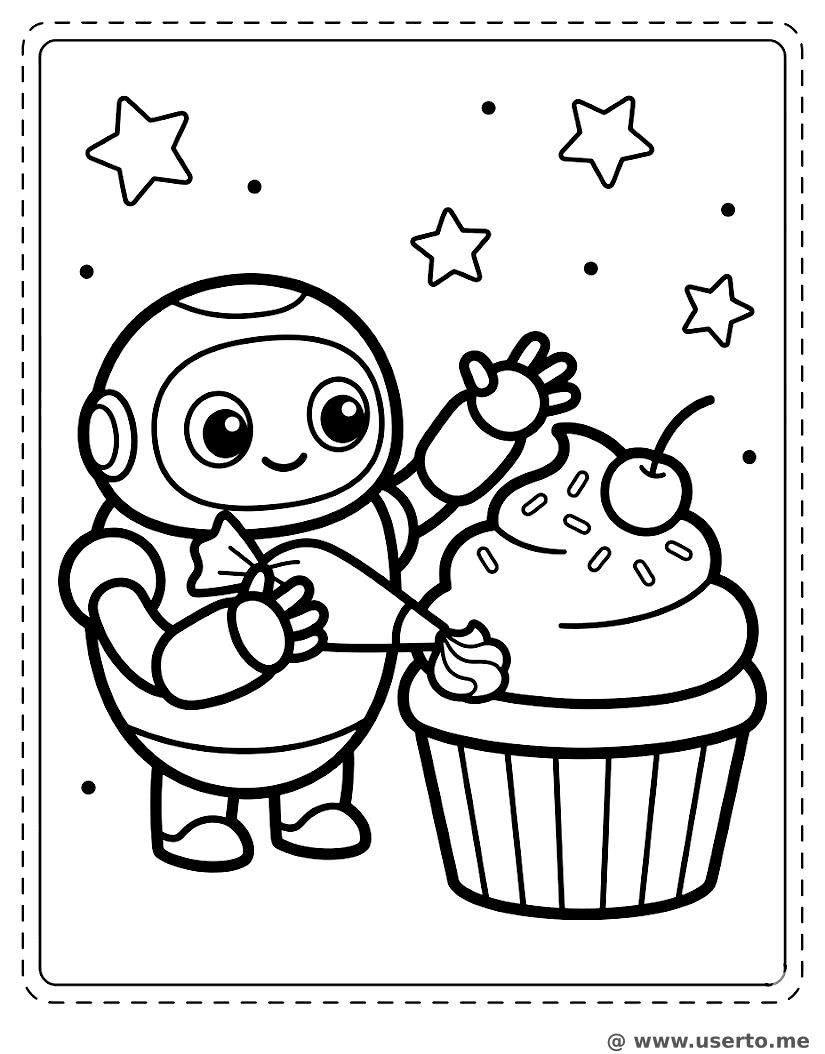 A festa de cupcake do pequeno robô