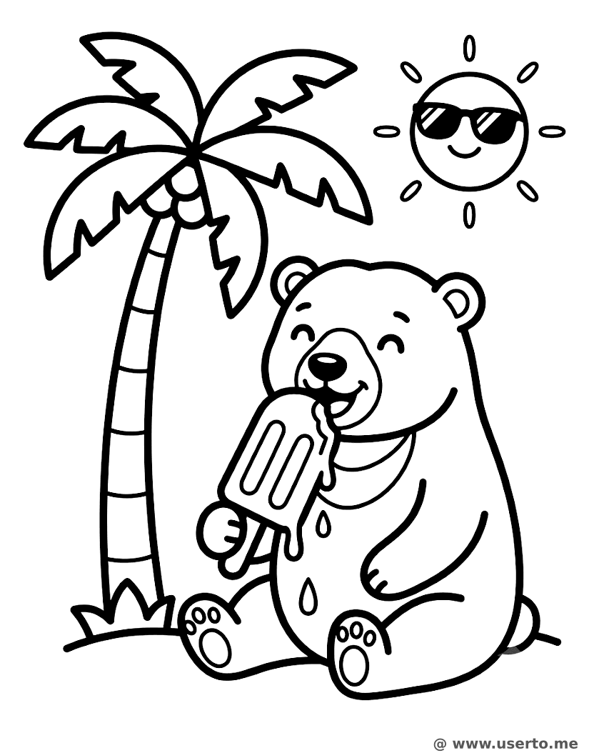 Urso-del-sol comendo picolés no calor do verão