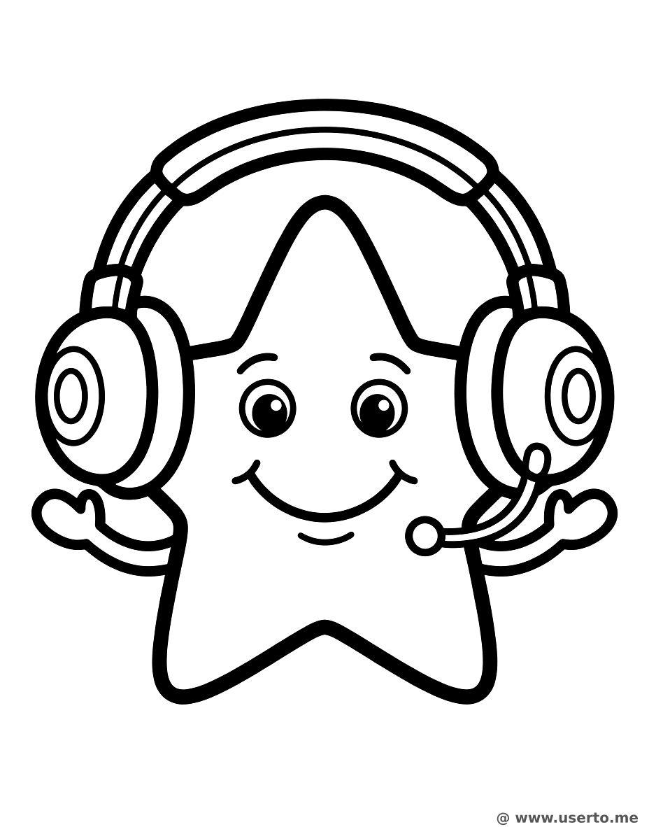 Estrela com Fones de Ouvido