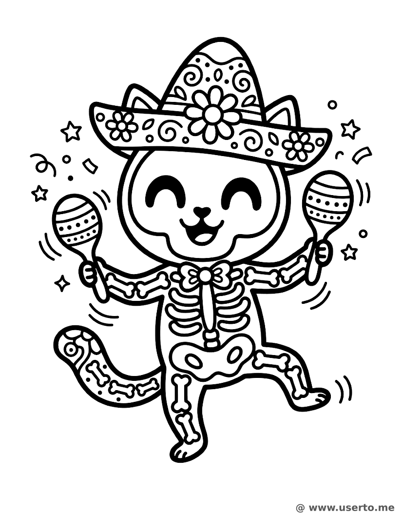 El baile del gato calavera mexicano