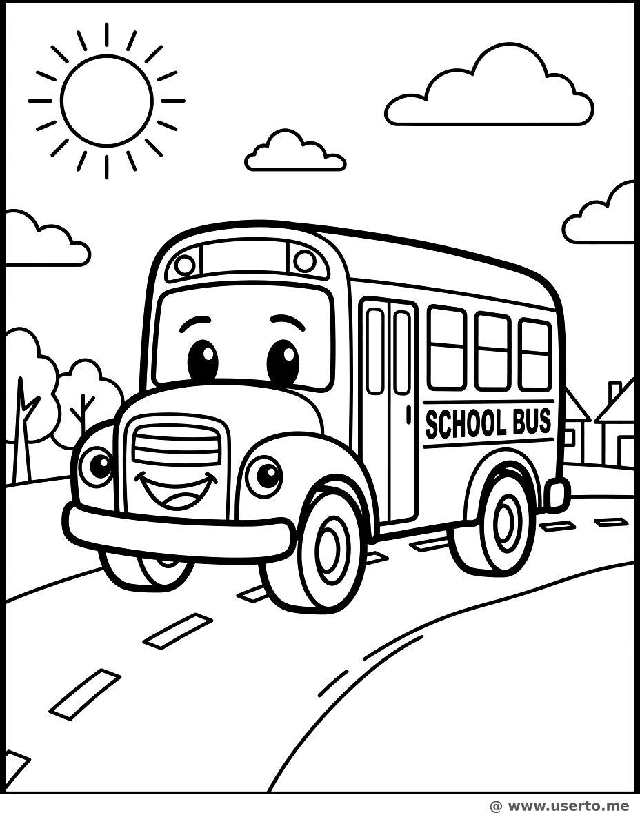 Happy Smiling School Bus