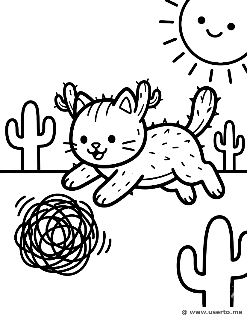 Cactus Cat and the Tumbleweed Ball