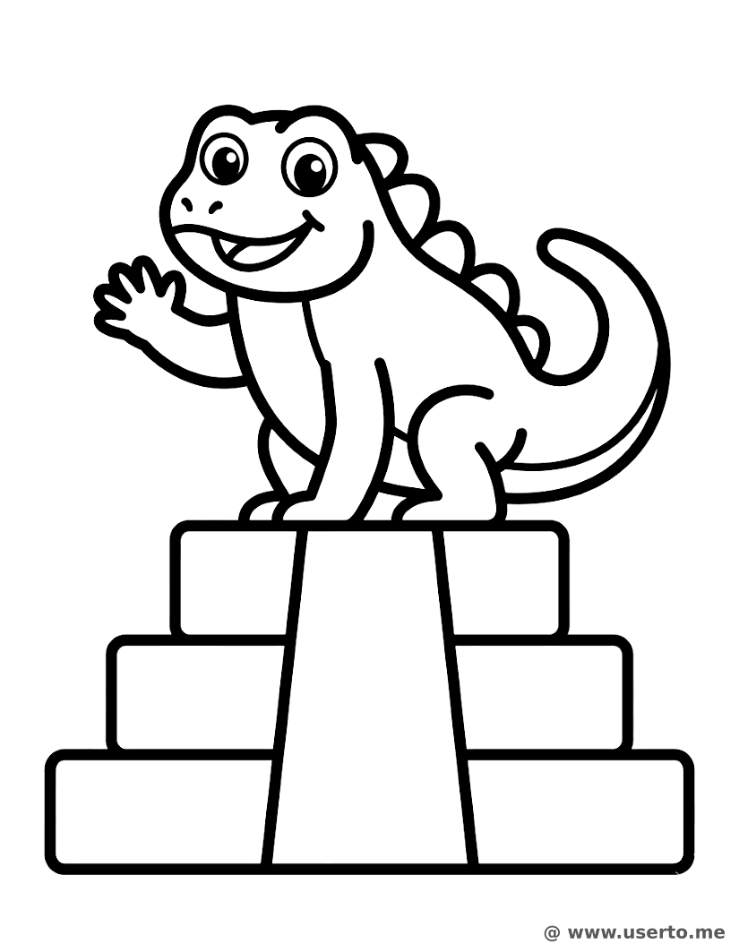 Der freundliche Leguan an der Pyramide