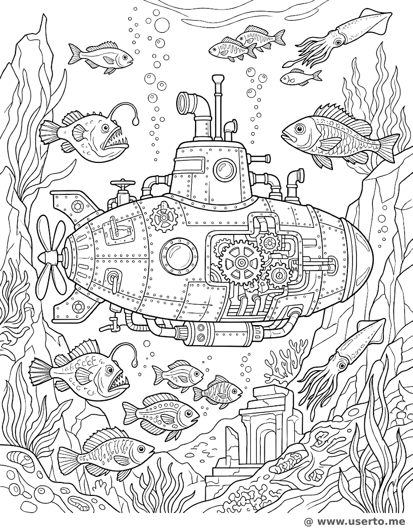 Steampunk Deep Sea Submarine