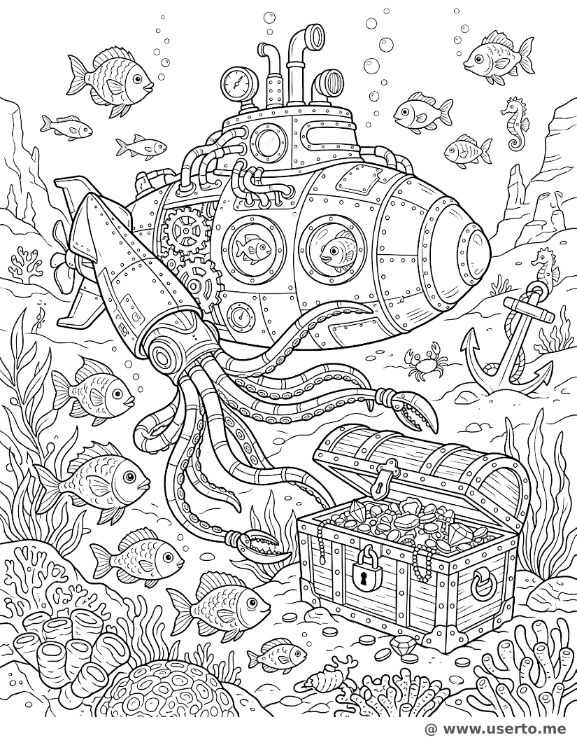 Steampunk-Tintenfisch-U-Boot