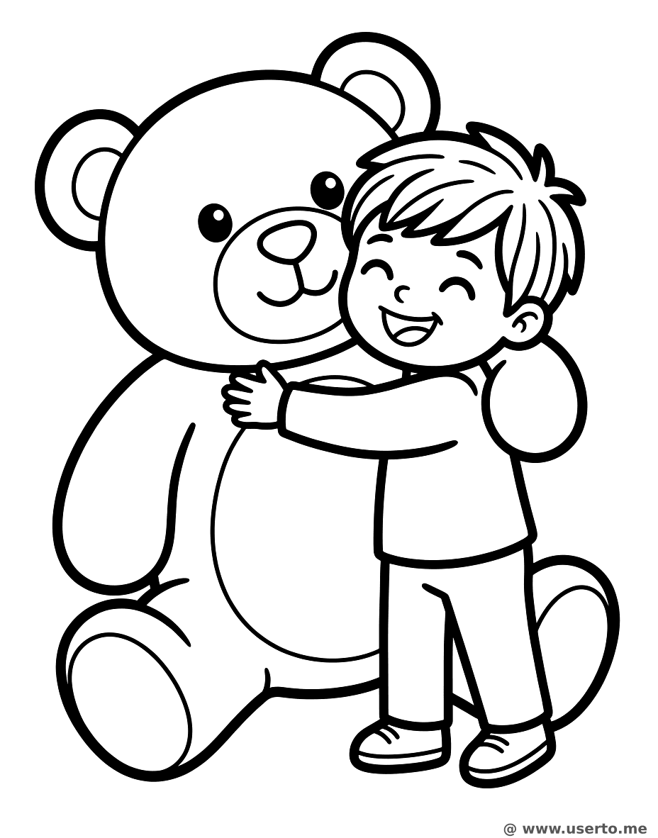 Niño Abrazando un Oso
