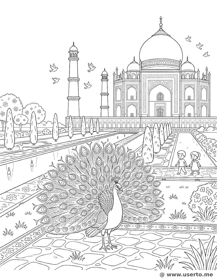 Pfauengarten am Taj Mahal