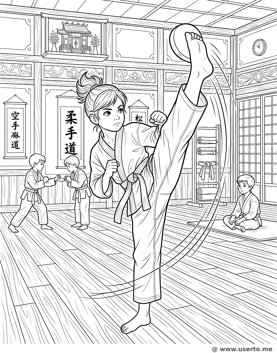 Dynamischer Karate-Kick