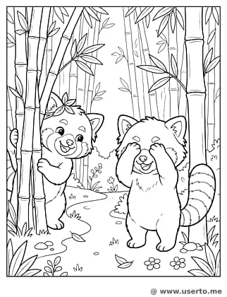 El Escondite en el Bambú de los Pandas Rojos