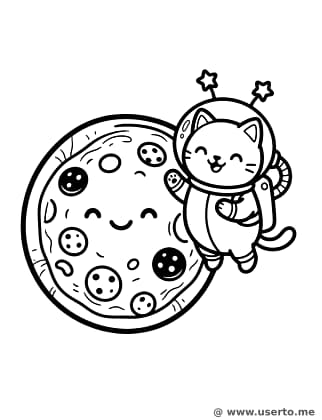 Gato Astronauta e Lua de Pizza