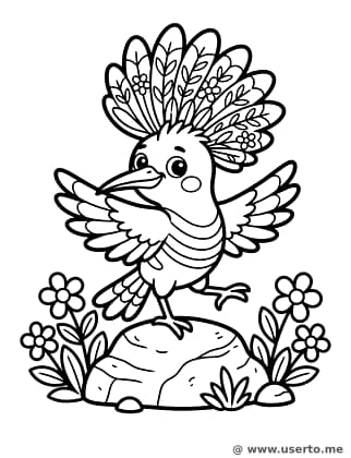 Dancing Hoopoe Bird in Desert Bloom