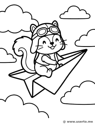 Esquilo Piloto de Avião de Papel