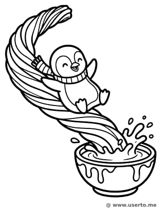 Pinguim Deslizando na Montanha de Churros