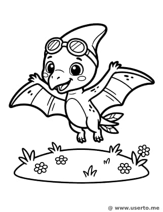 Bebê Pterodáctilo aprendendo a voar