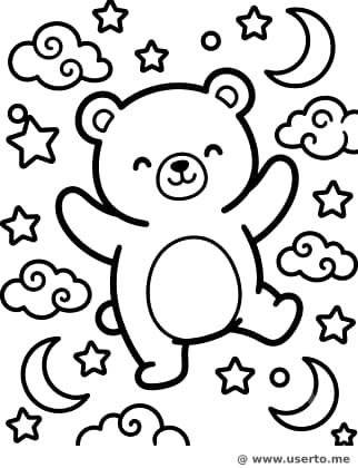 Padrão de Urso Fofinho e Espirais Estreladas