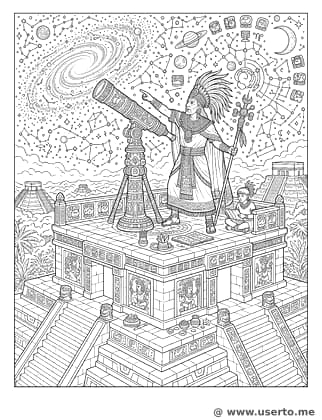 Astronomo maya observando una nebulosa