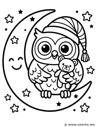 Corujinha Sonolenta na Lua