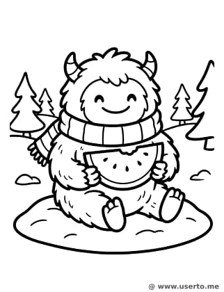 O piquenique na neve do bebê yeti
