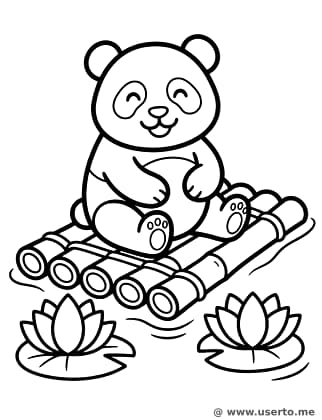 Pandas friedliches Bambusfloß