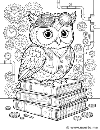 Steampunk Scholar Owl